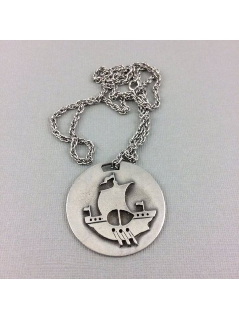New Brunswick Canada Long Ship Galley Aitkens Pewter Pendant on Chain